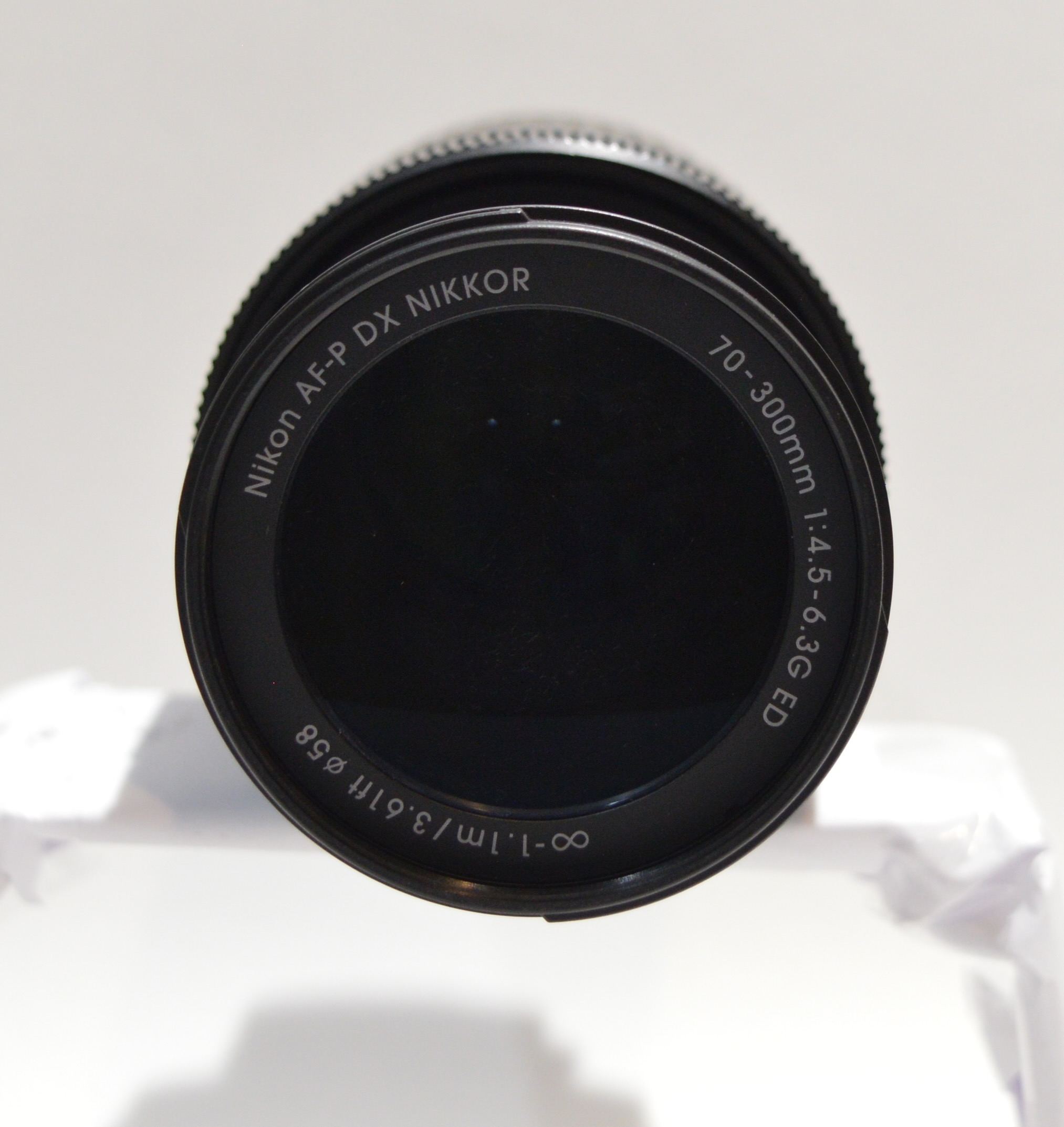 Nikon AF-P DX NIKKOR 70-300mm f/4.5-6.3G ED on white background