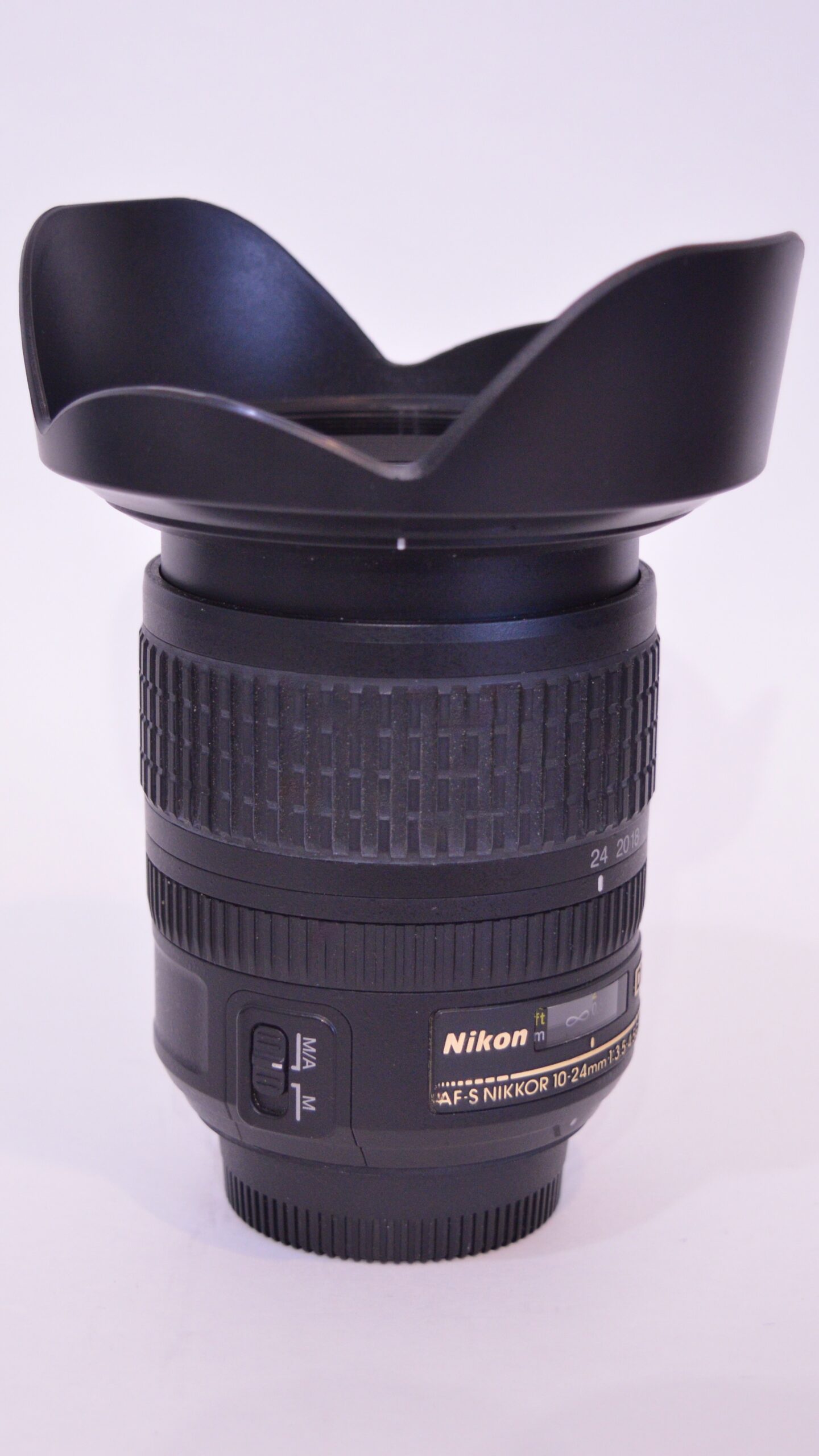 Nikon AF-S DX Nikkor 10-24mm on white background