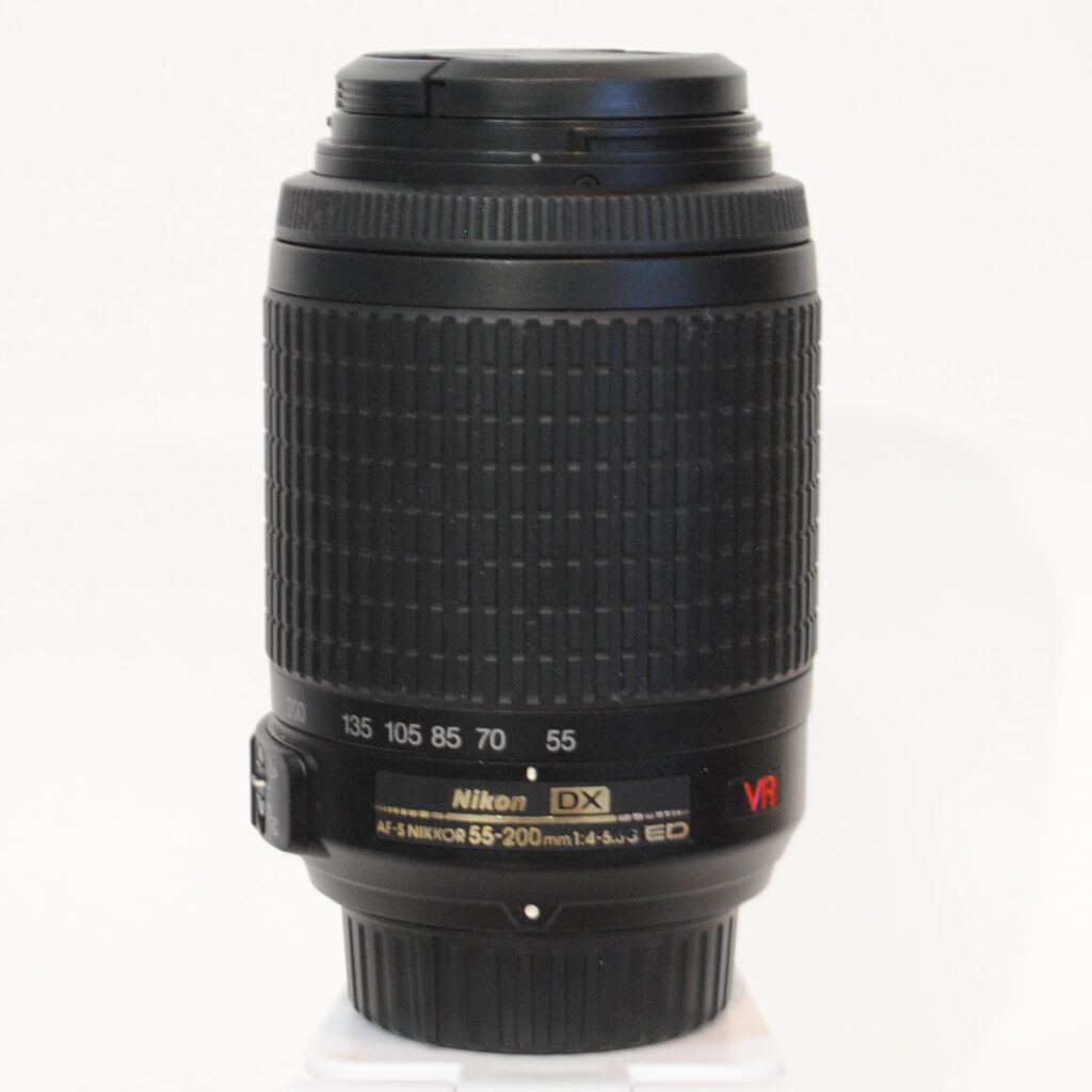 Nikon AF-S DX NIKKOR 55-200mm f/4-5.6G ED VR II Lens on white background